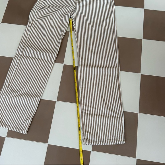 Reformation Cowboy Tan and White Striped High Rise Straight Jeans Size 25 - Picture 11 of 11